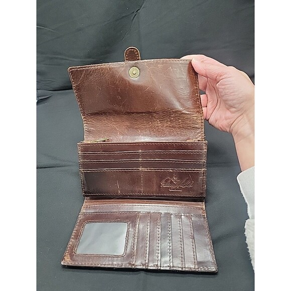 Patricia Nash Tooled Brown Leather Wallet 7x4.5 - Picture 6 of 12